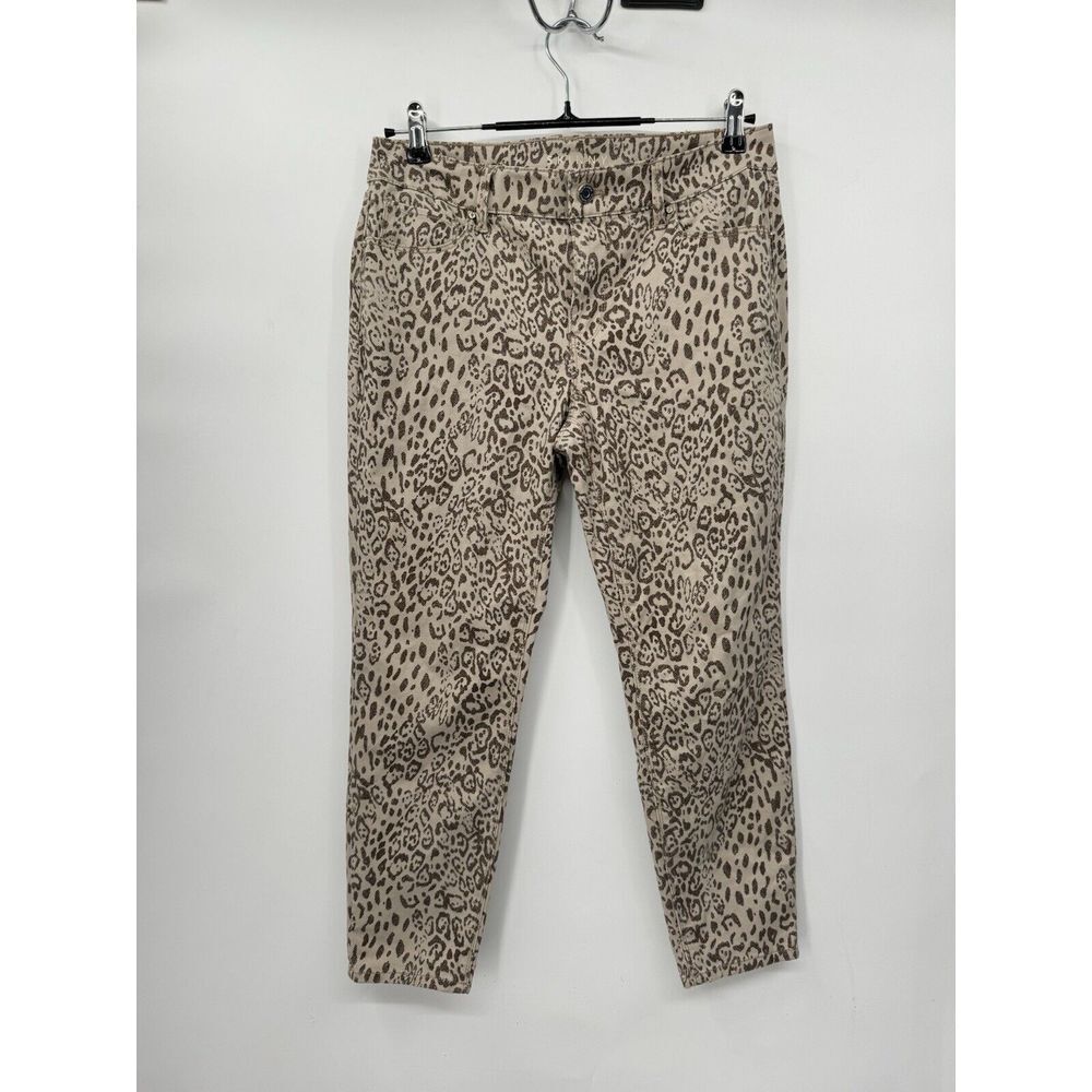 White House Black Market 6 Skinny Pants Women Tan Brown Leopard Animal Print Mid